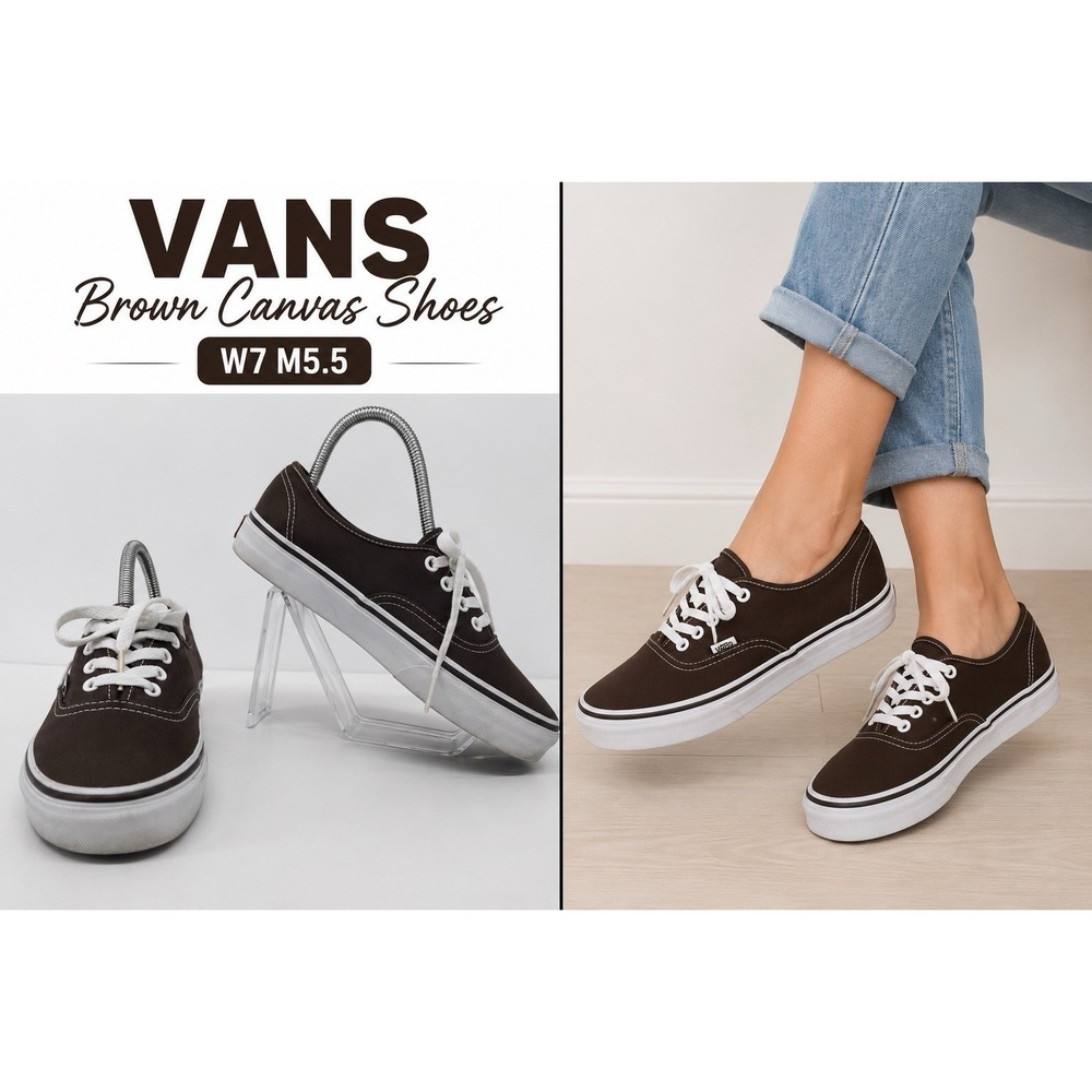 Vans Off The Wall Brown Canvas Sneakers Women's 7 Men's 5.5 Skater Streetwear
